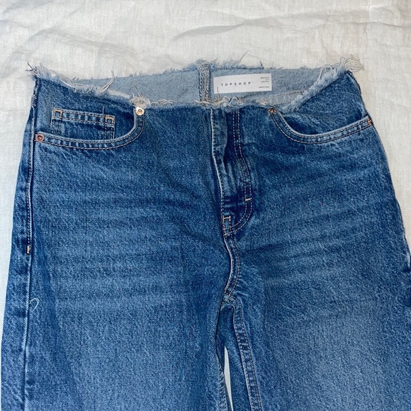 Raw Waist Band Flare Mid Blue Jeans - Picture 4 of 9